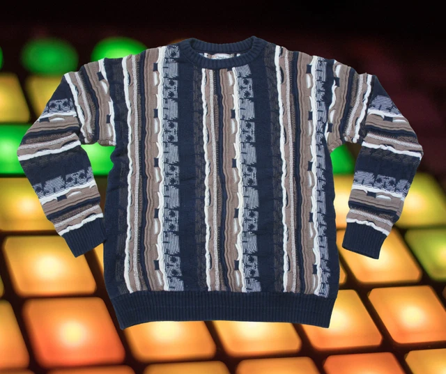 Vintage 90s Classics Palmland Coogi Style Textured 3D Knit Sweater Men's (L) Tan