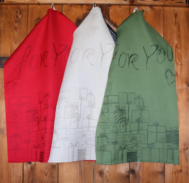 Sander Weihnachten Geschirr-Küchen-Trockentuch "For You" Geschenke  Halbleinen