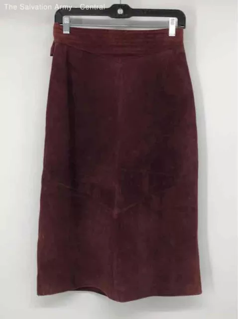 Lord & Taylor Womens Maroon Suede Back Slit Straight & Pencil Skirt Size 10