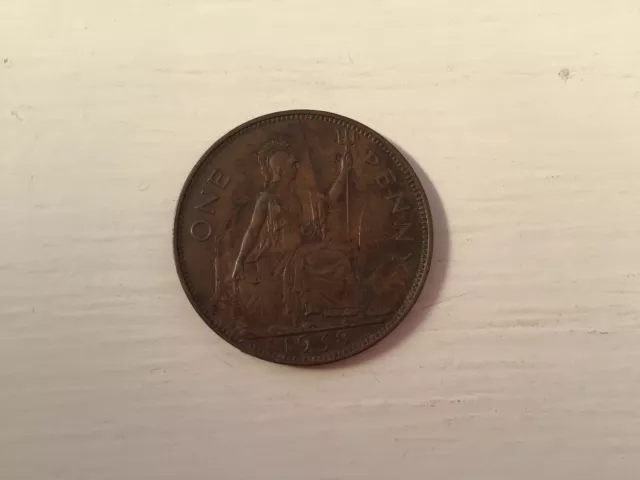 UK Old Penny Coin George VI 1938.