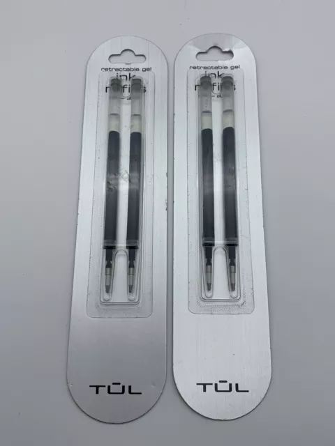 TUL Retractable Gel Ink Pen Refills Fine Point Black 2 Packs (4 Refills Total)