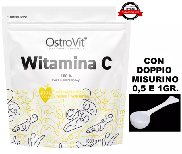 Vitamina C 1000 Gr OstroVit 1 kg Polvere pura 100% Acido Ascorbico  E300