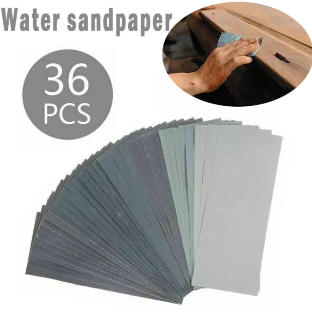 36Pcs Wet and Dry Sand Paper Mixed Assorted Grit 400-3000 Car Paint Sandpaper UK