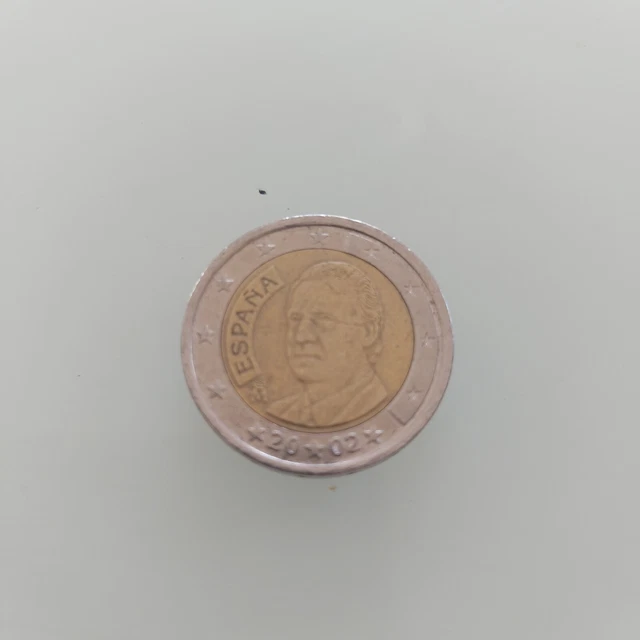 pièce de 2 euros rare  roi d espagne, 2002, bon etat