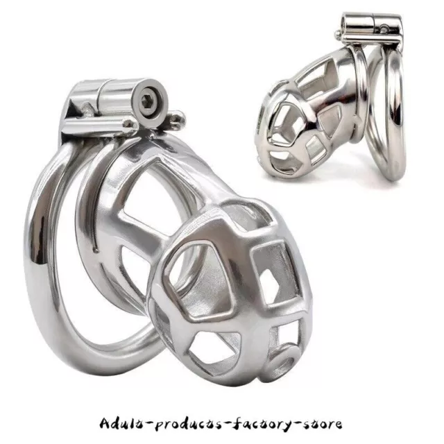 NEW Male Stainless Steel Chastity Device Metal Chastity Cage Locking Belt Men
