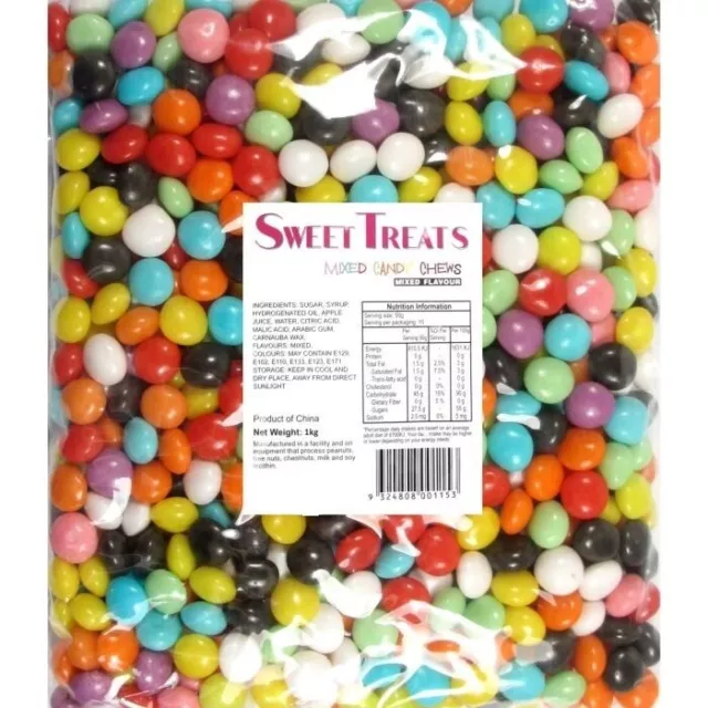 1kg SWEET TREATS CANDY CHEWS MIXED ASSORTED RAINBOW BITE BULK LOLLIES BUFFET