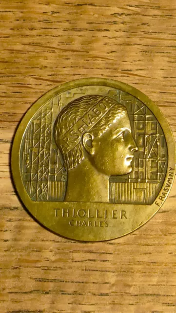 Médaille Art déco RASUMNY Ars et Labor Union du bâtiment de France à THIOLLIER