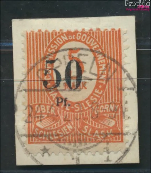 Briefmarken Oberschlesien 1920 Mi 12a V a geprüft gestempelt(9616617