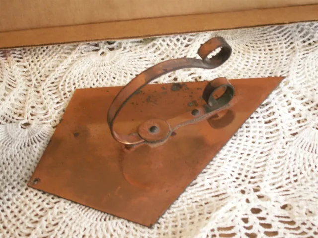 vintage Copper wall plaque hook maybe for light mission mid century art deco