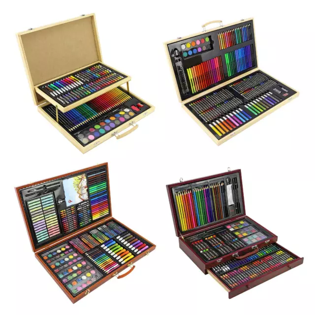 Artists Wooden Art Case Box Colouring Oil Pencils Painting Sets Childrens/Adults