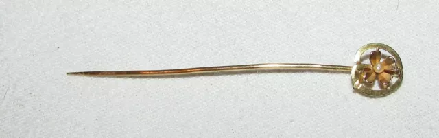 EPINGLE A CHAPEAU / cravate  OR  18 carats ANCIENNE  19ème siècle  fleur perle