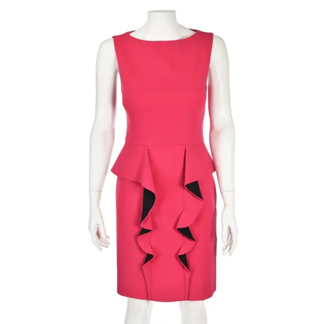 EMILIO PUCCI Pinkish Coral Wool Crepe Ruffled Pencil Dress US 2-4 NWOT