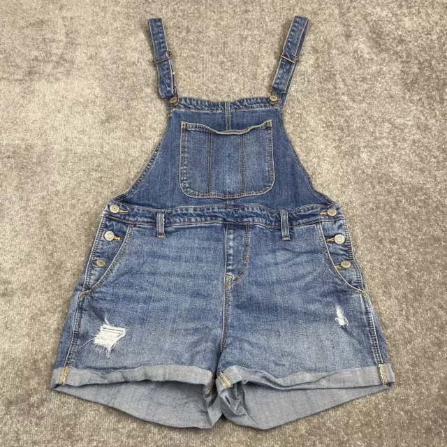 Old Navy Shortalls Jeans Womens Small Blue Denim Side Button Pockets Stretch