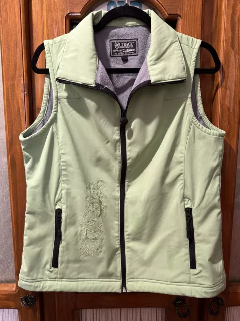 Outback Trading Women's Size L  16 Top Ladies Vest Lime Green Jacket Australian