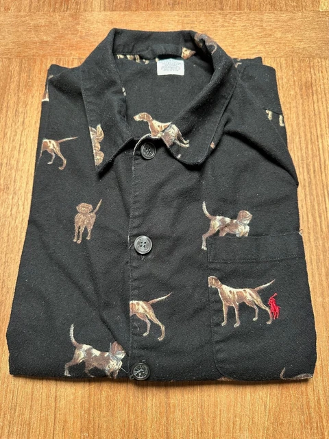 POLO Ralph Lauren Sleepwear Flannel Collar Button Pajama Top Lounge Shirt L/XL