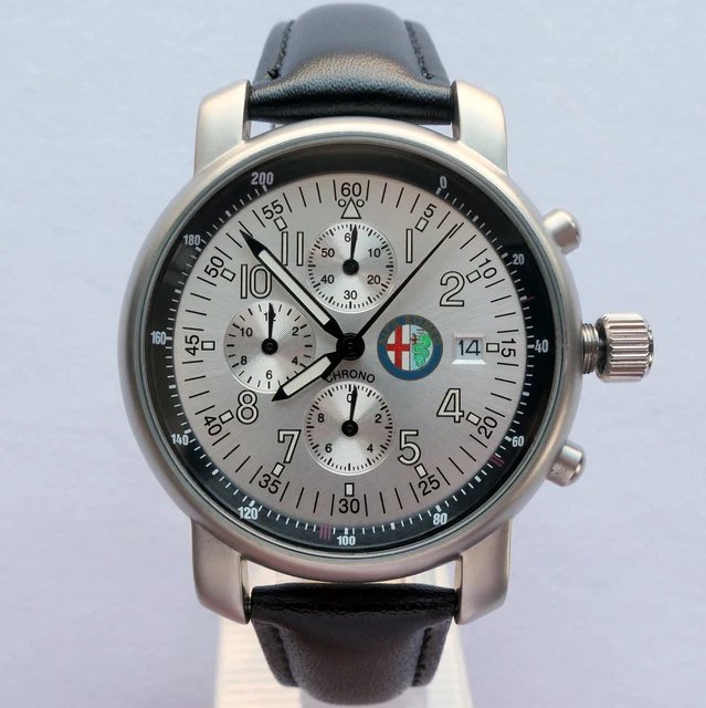 Alfa Romeo Classic Rally Racing Aviator Pilot Car Accessory Chronograph Watch Alfa Romeo Classic Rally Racing Aviator Pilot Car Accessory Chronograph Watch