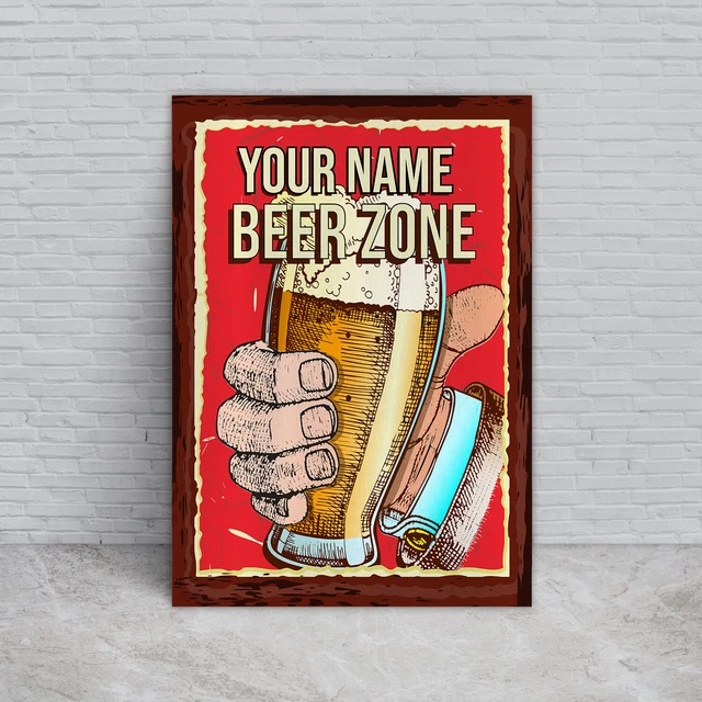 Personalisierte Bierzone - A4 Metallschilddruck - Rahmenoptionen verfügbar 4