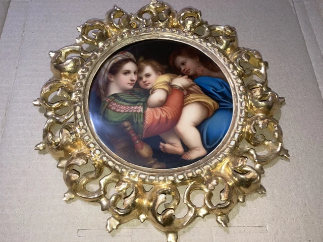 Madonna della Seggiola Raffaello porcelain 19th century unique frame Firenze