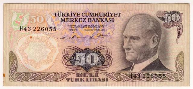 1970 Turkey 50 Lirasi 226055 Paper Money Banknotes Currency