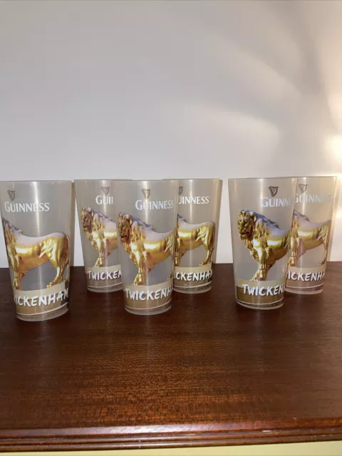 GUINNESS Twickenham Plastic Pint Glasses Cups Rugby Beakers x 6