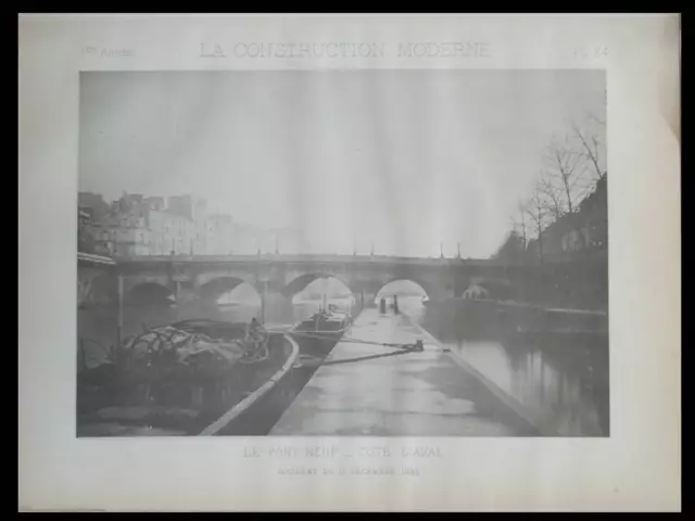 Paris, Pont Neuf - 1885 - Planche Architecture - Accident