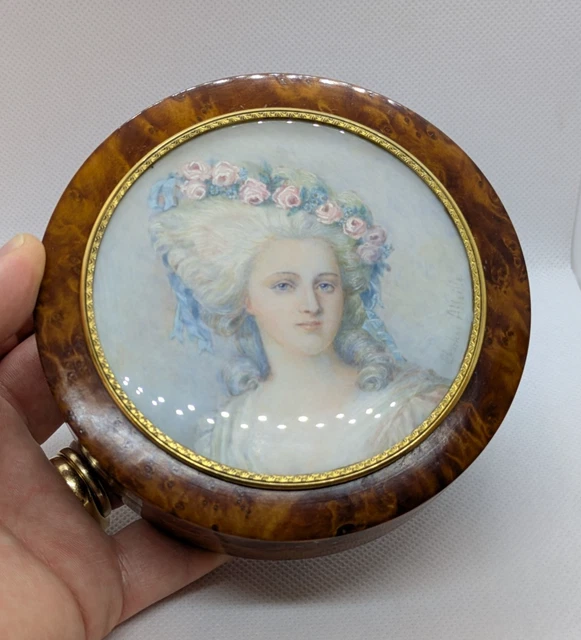 Ancienne Boîte à Bijoux DILECTA N°63 - Portrait Miniature Sur Couvercle - Occasion Bel état