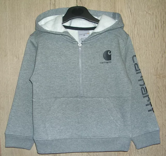 Carhartt NEW Boys Grey Jersey Hooded Top Hoodie Jumper Age 3 Years 98cm