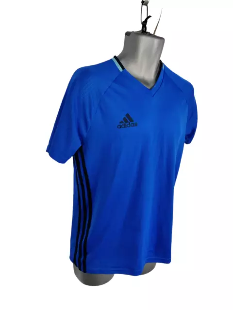 Mens Adidas Size Medium Royal Blue Short Sleeved V Neck Tshirt Sports Shirt Top