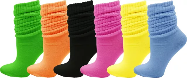 6 Pairs Slouch Socks for Women, Soft Extra Long Scrunch Knee High Socks