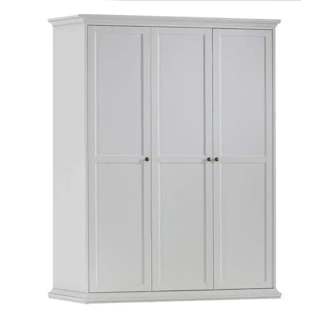 Paris 200Cm Tall Large French Country Style Wardrobe With 3 Doors In White