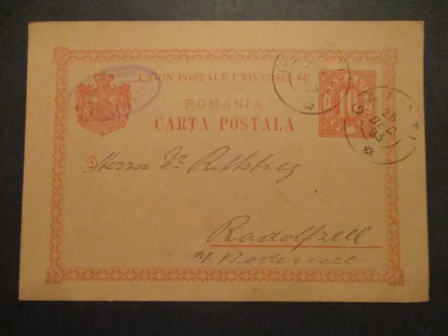 1893 Galati Moldavia Romania Postal Stationary Post Card Cover