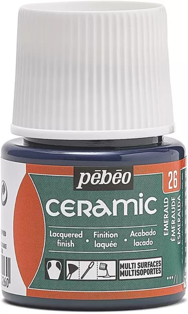 Pebeo Ceramic Enamel Effect Paint 45ml Bottle, High Gloss, Opaque, Oil-Based