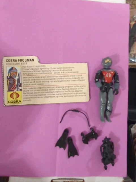 VINTAGE GI JOE 1985 COBRA FROGMAN EELS COMPLETE w/ ID File Card ARAH Hasbro VINTAGE GI JOE 1985 COBRA FROGMAN EELS COMPLETE w/ ID File Card ARAH Hasbro
