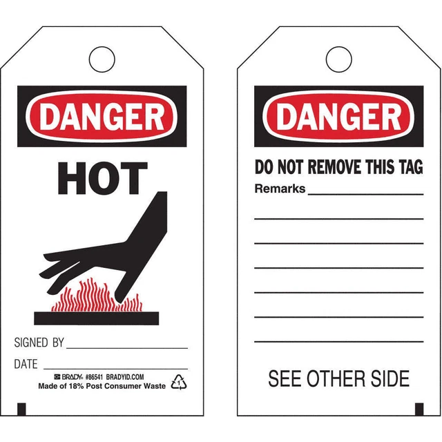 BRADY 86541 Danger Tag,5 3/4in H,3in W,Polyster,PK10