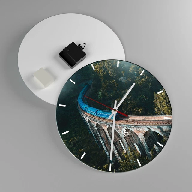 HORLOGE MURALE EN verre 30x30cm Silencieuse Train Poudlard Express Wall