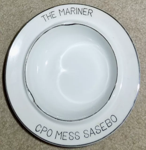 US Navy "The Mariner" CPO Mess Sasebo, Japan, Porcelain Ashtray, Fukagawa Arita