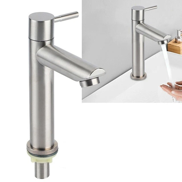 Ahorro de agua muebles grifo de lavado acero inoxidable plata
