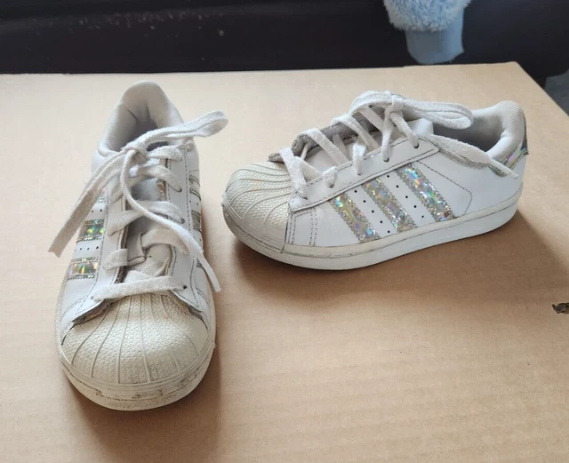 ADIDAS SUPERSTAR 'IRIDESCENT' TRAINERS SIZE UK 10 1/2 Kids GENUINE