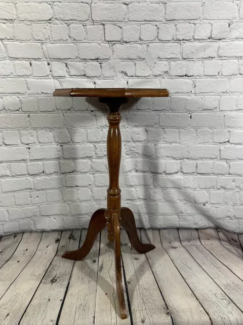 Vintage Small Petite Wood Pedestal Table or Plant Stand 23” Tall
