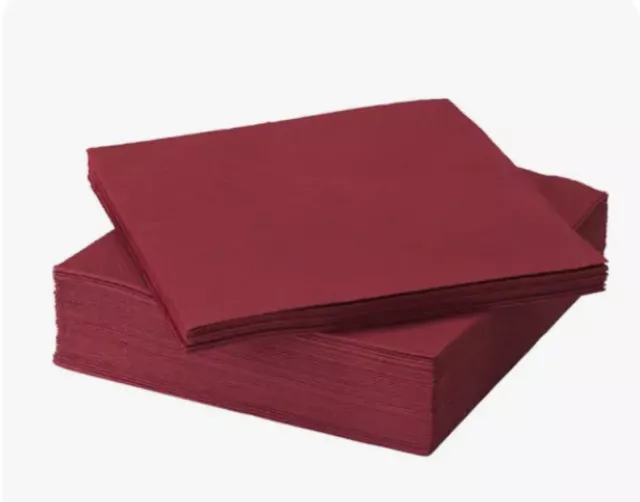 Ikea Fantastisk Red Paper Napkin Tissue 50 Napkins 40x40cm 3 Ply Party Supplies