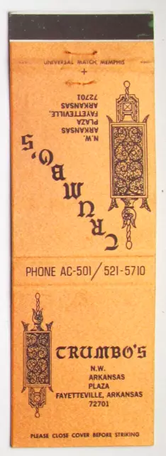 Trumbo's Men's Store - Fayetteville, Arkansas 20 Strike Matchbook Cover Clothing