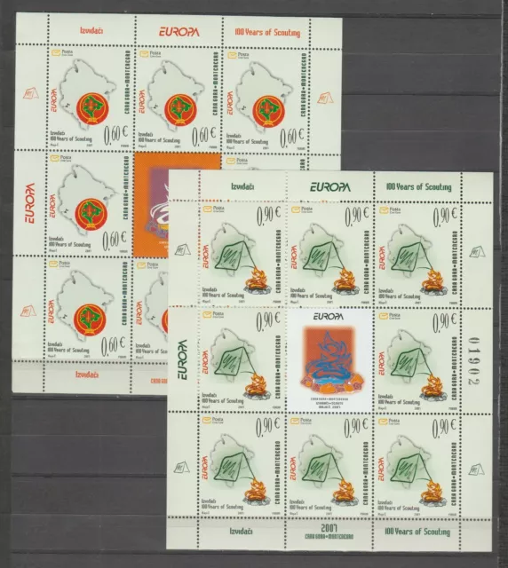 S36903 Monténégro Europa Cept MNH 2007 MSx2 Scout Baden Powel