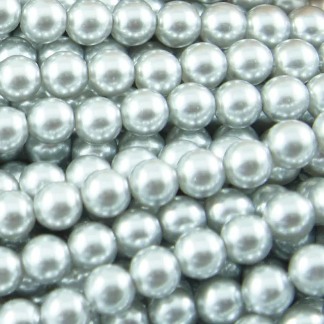 *140pcs 6mm Light Grey/Silver Color Faux Imitation Plastic Round Pearl Beads*