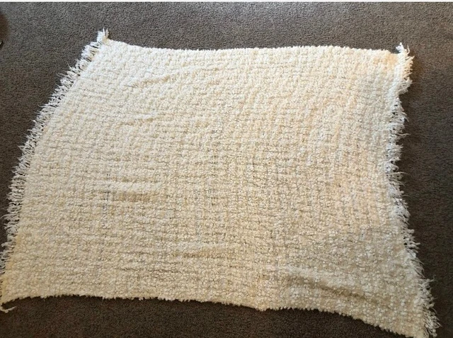 Ikea DYSTERMAL (OFELIA) Throw Blanket Soft Fuzzy Textured Off-White 51" x 67"