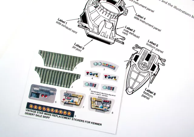 CUSTOM STICKERS for STAR WARS VINTAGE DESERT SAIL SKIFF 'DIE CUT'