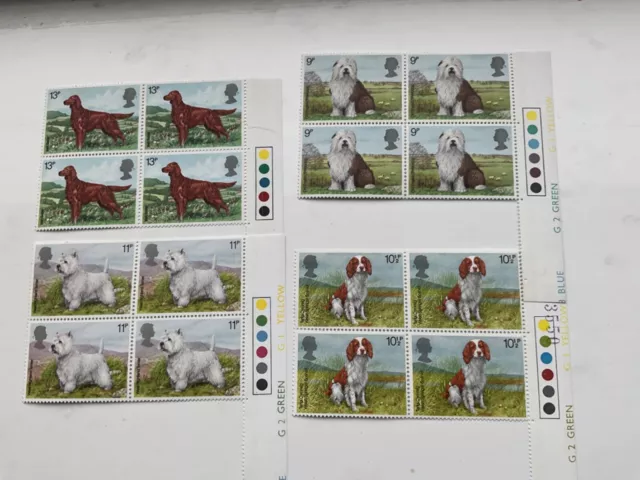 GB 1979 DOGS 9p/10 1/2p/11p/13p STAMP BLOCKS OF 6 WITH TRAFFIC LIGHTS - MNH