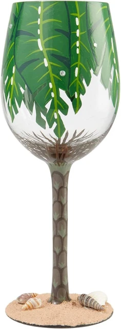 Enesco Designs by Lolita Palm Tree Artisan Wine Glass, 1 Count (Pack of 1, Multi