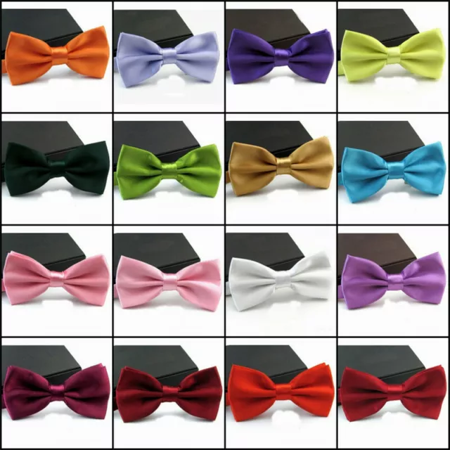 Mens Silk Satin plain Tuxedo Solid Bow Tie Bow Ties Wedding Bowtie Necktie ties