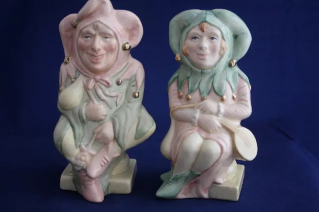 Royal Doulton The Jester D7109 And The Lady Jester D7110 Style 2 L/E Toby Jugs