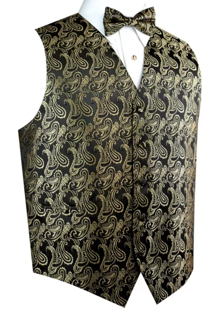 Men's Paisley Formal Tuxedo Vest, Bow-Tie & Hankie set. Wedding, Prom, Cruise